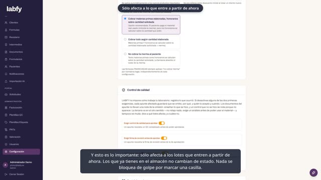 Fotograma de LABFY durante el tutorial «Las exigencias de calidad»