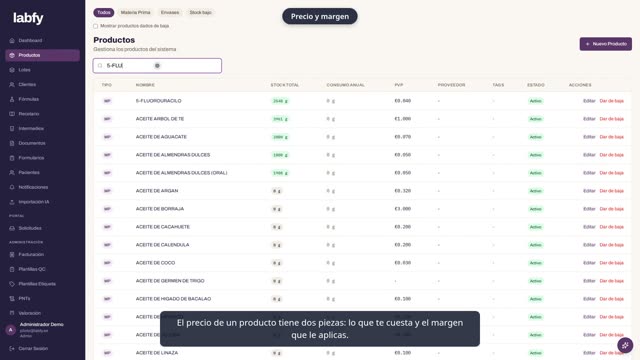 Fotograma de LABFY durante el tutorial «El catálogo de productos»